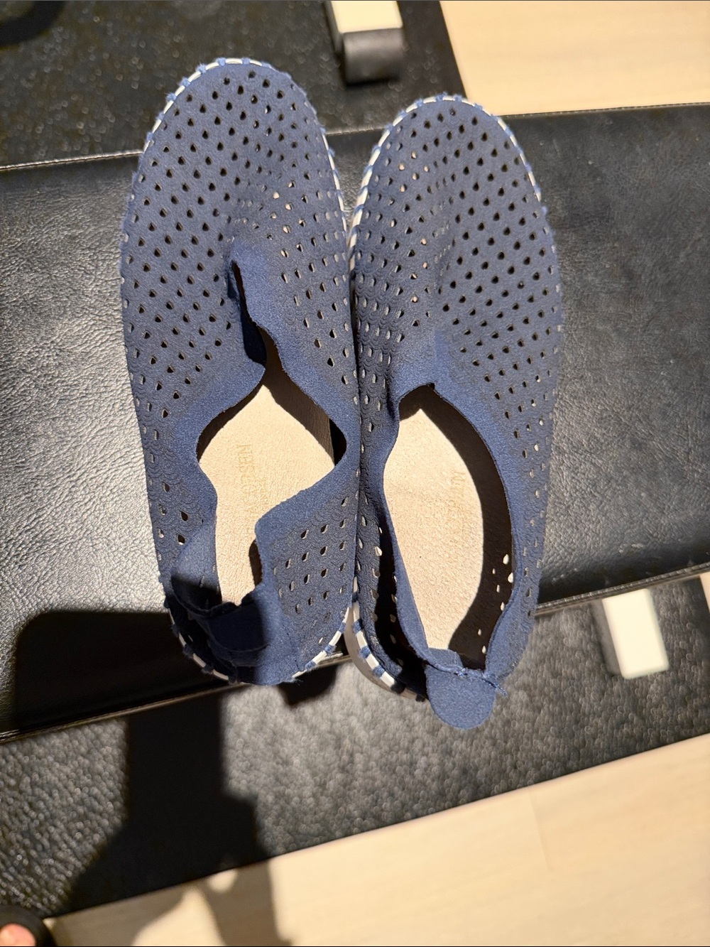 Ilse Jacobsen Navy Perforated Slip-On Flats